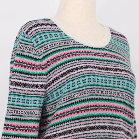 TALBOTS Fair Isle Lambswool Blend Crewneck Sweater Size L - Picture 4 of 8